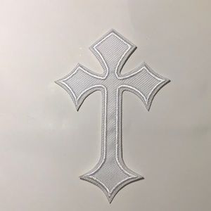 4” WHITE CROSS IRON ON PATCH